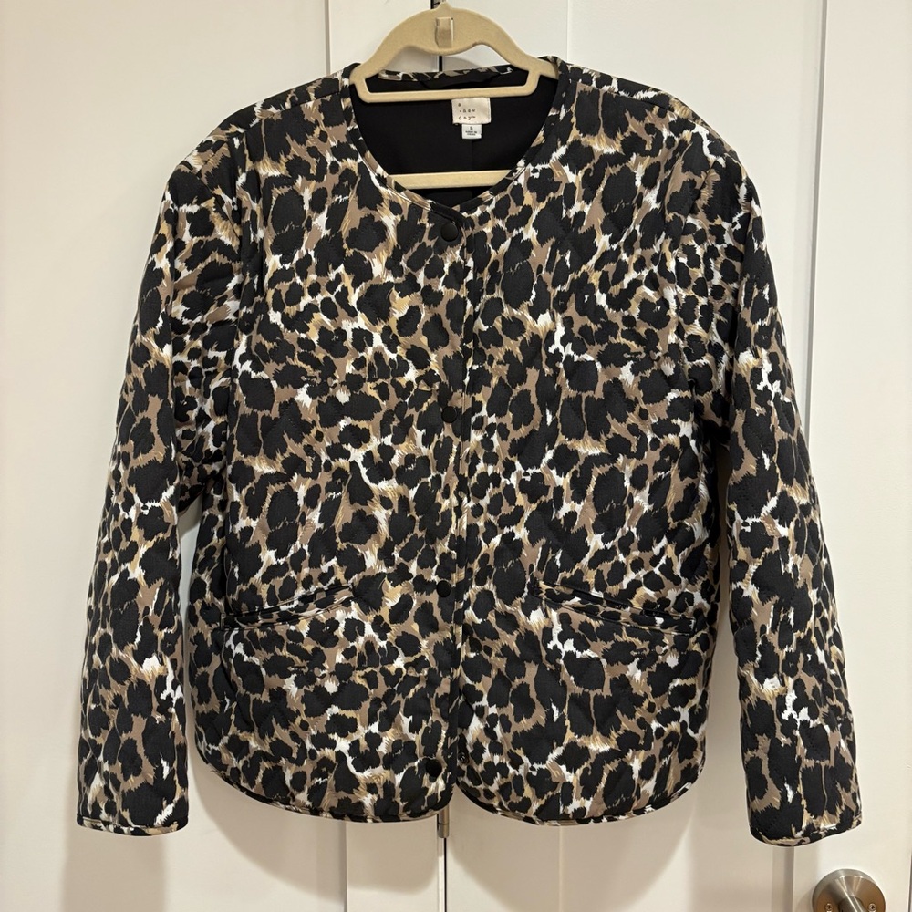 A New Day Quilted Leopard Print Jacket - Large